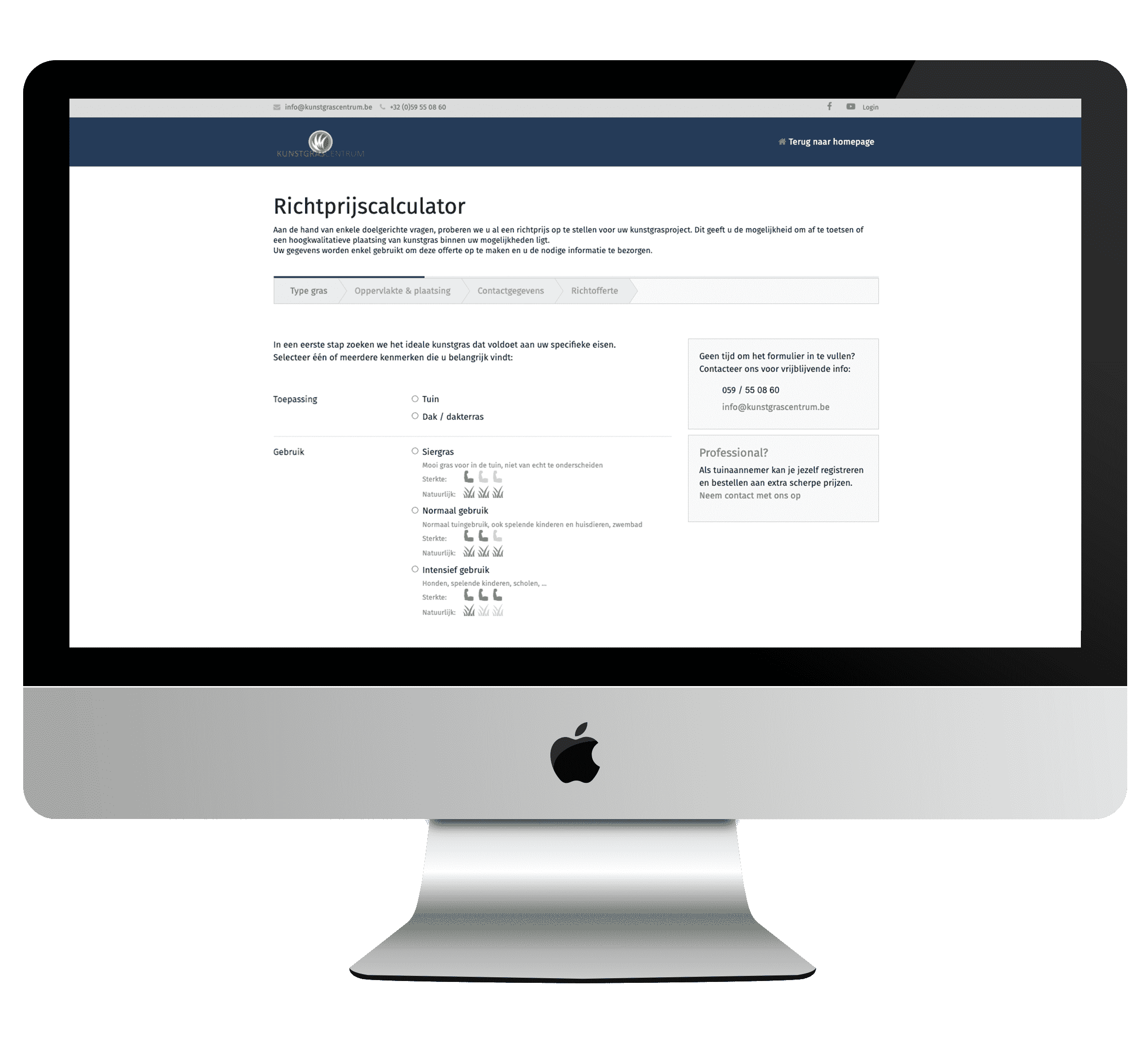 Een foto van een voorbeeldofferte op een computer. Online offerte kunstgras
